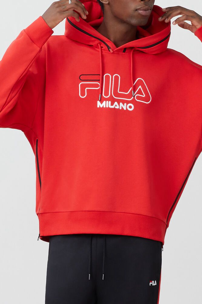 Fila Milano French Terry Hoodie Red - Mens - 05168ZONE